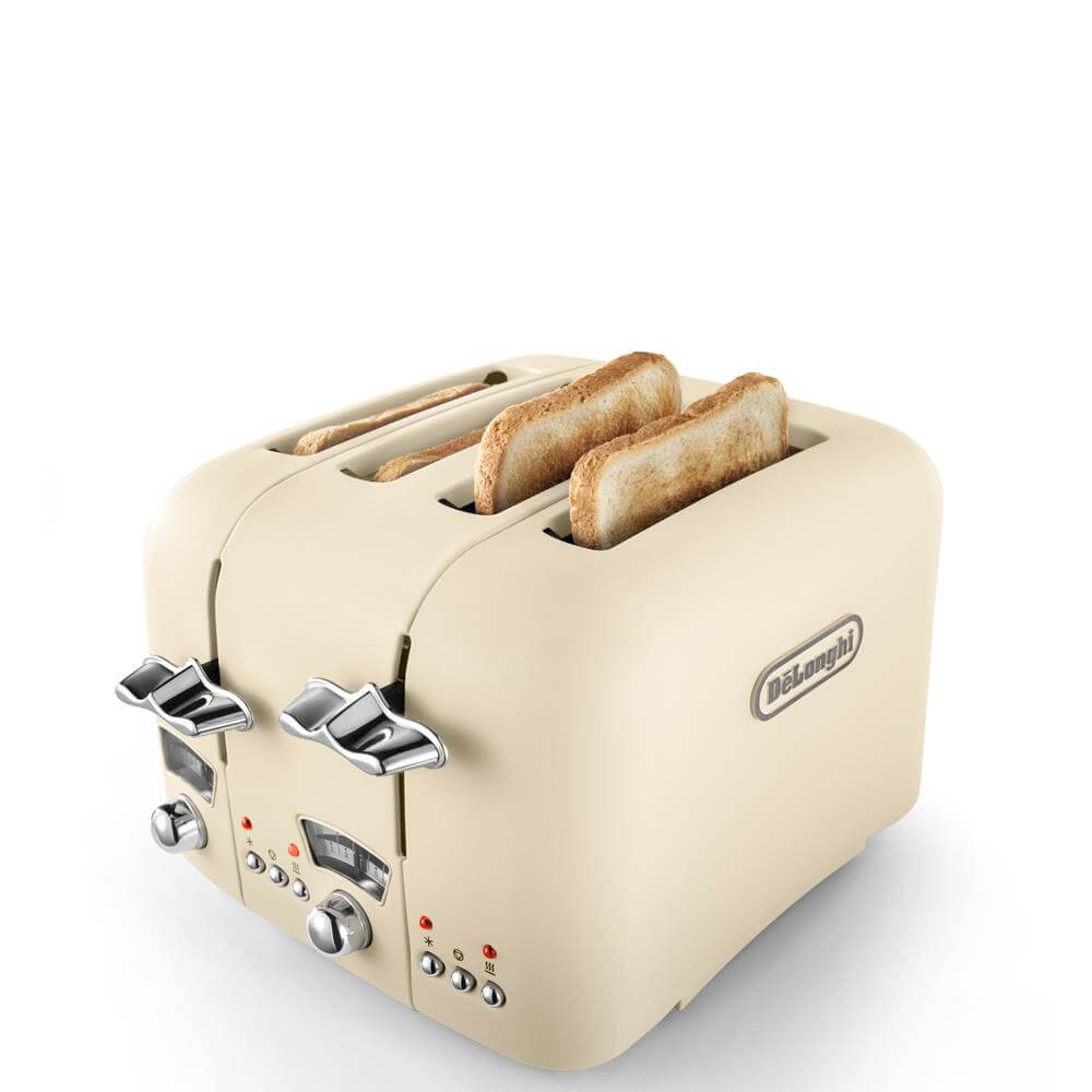 DeLonghi Argento Flora Cream 4 Slice Toaster